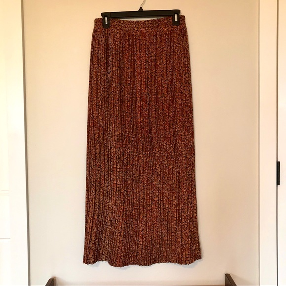 Dresses & Skirts - Rust 🍂 Pleated Vintage Orange Maxi Skirt Boho